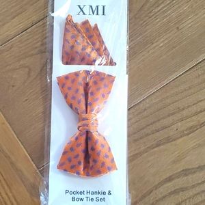 XMI Pocket Hankie & Bow Tie Set Orange, NWT